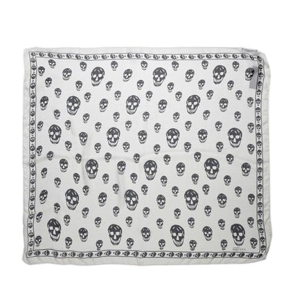 Alexander McQueen Silk Chiffon Skull Scarf Ivory Black 1 of 4