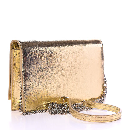 Saint Laurent Metallic Crackled Calfskin Kate Monogram Tassel Chain Wallet Gold 3 of 9