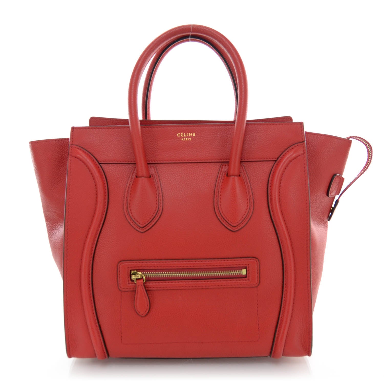 Celine Drummed Calfskin Mini Luggage Coquelicot 1 of 7