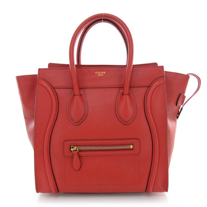 Celine Drummed Calfskin Mini Luggage Coquelicot 1 of 7
