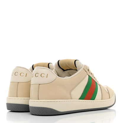 Gucci Nylon Nubuck Web Womens Screener Sneakers 38 Mystic White Dusty Milk 4 of 8