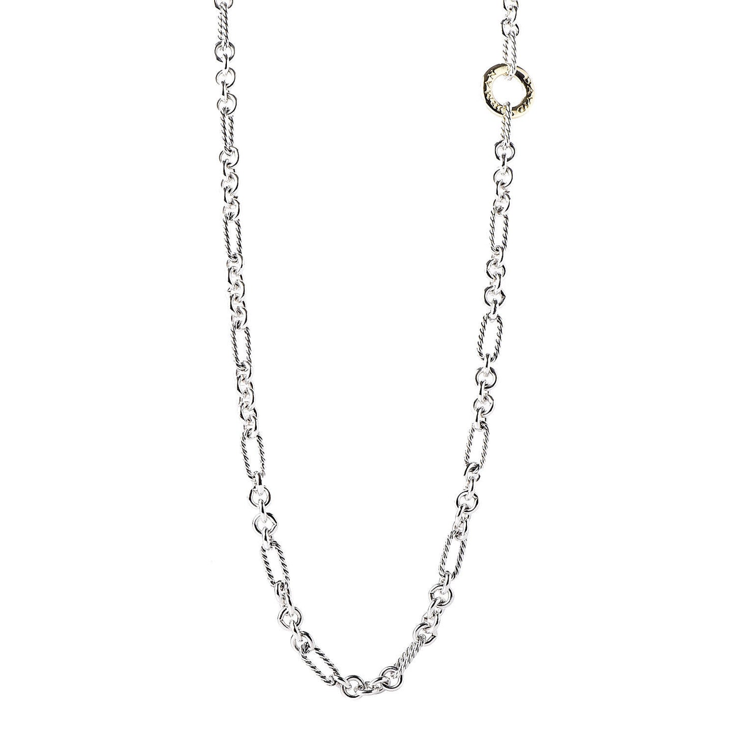 Sterling Silver 18K Yellow Gold Figaro Two Tone Link Necklace