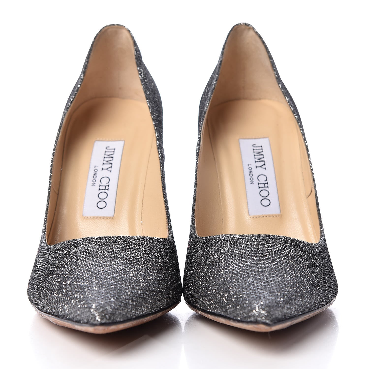 Jimmy Choo Glitter Pointy Toe Romy 100 Pumps 36.5 Anthracite 2 of 12