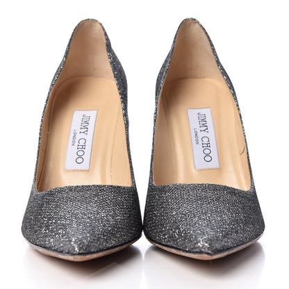 Jimmy Choo Glitter Pointy Toe Romy 100 Pumps 36.5 Anthracite 2 of 12