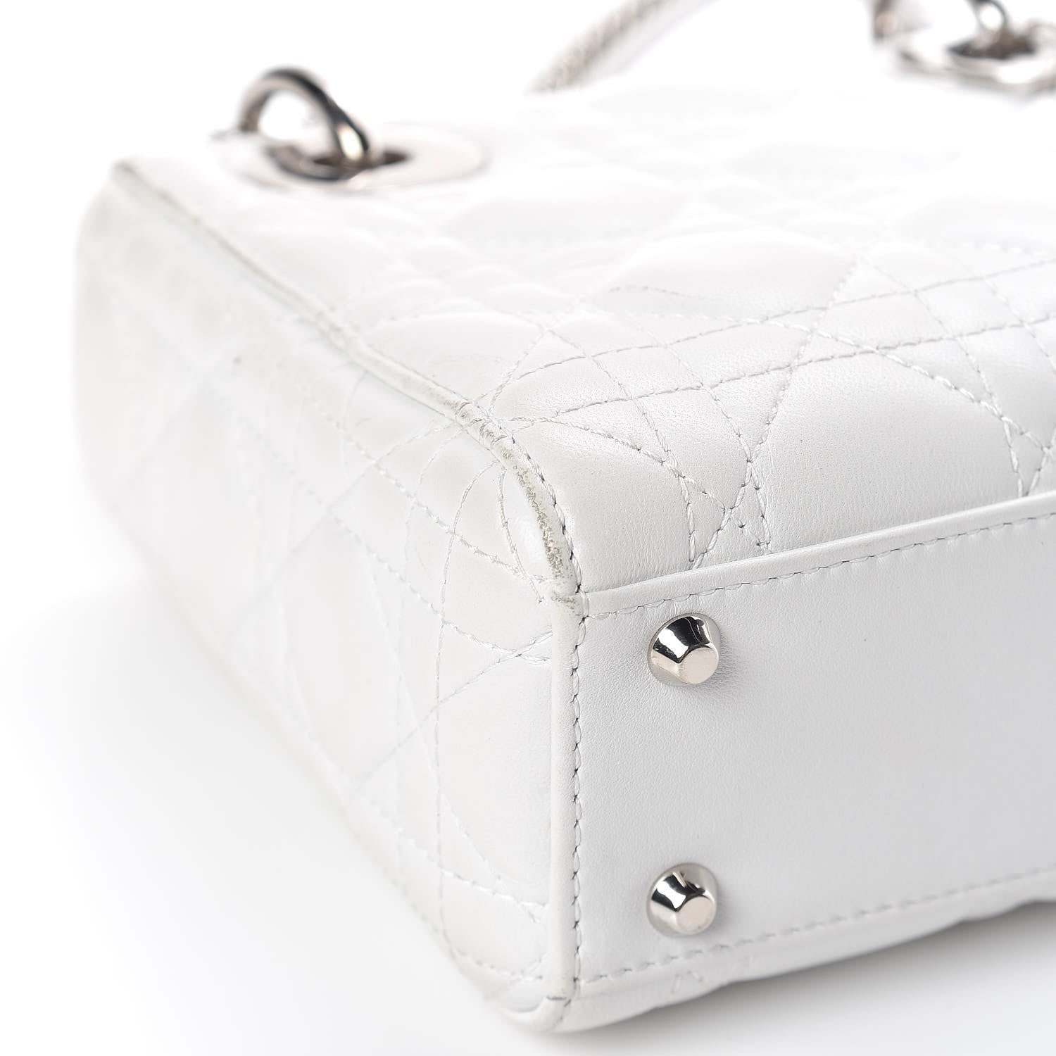 Christian Dior Lambskin Cannage Mini Lady Dior White 9 of 12