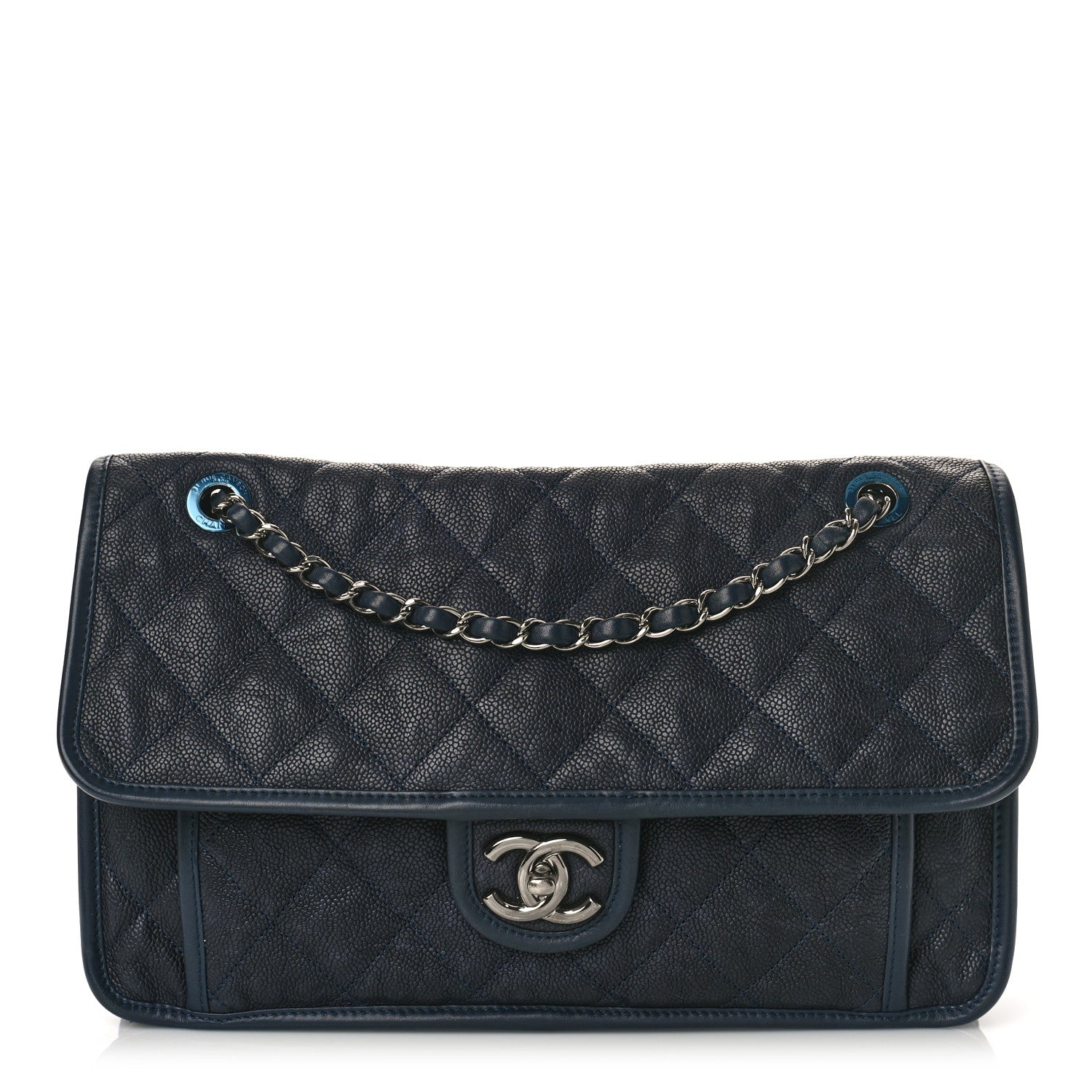 Chanel Caviar Quilted Medium French Riviera Flap Dark Navy Blue 1 of 10