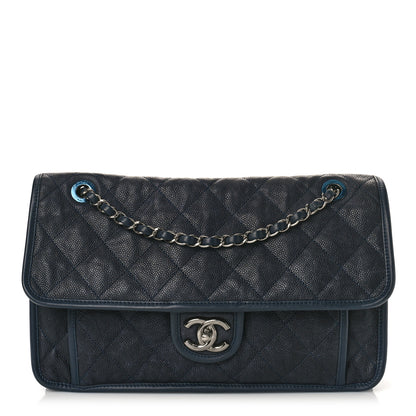 Chanel Caviar Quilted Medium French Riviera Flap Dark Navy Blue 1 of 10