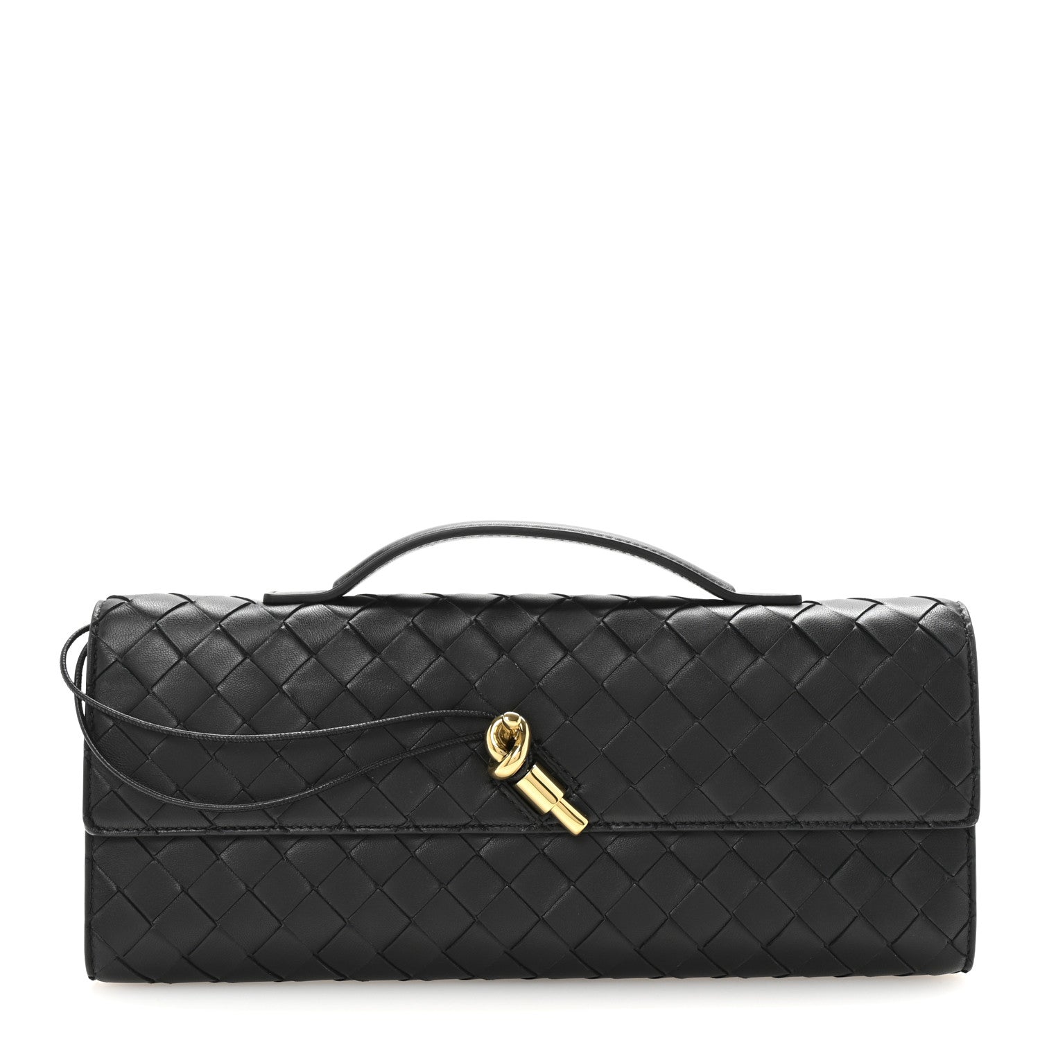 Bottega Veneta Nappa Intrecciato Long Andiamo Top Handle Clutch Black 1 of 6