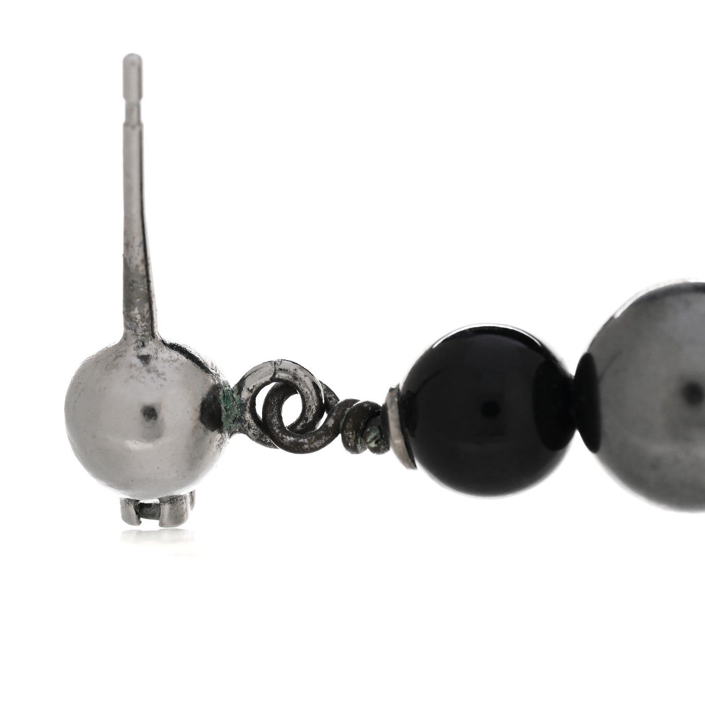 Ruthenium Pearl CC Drop Earrings Grey