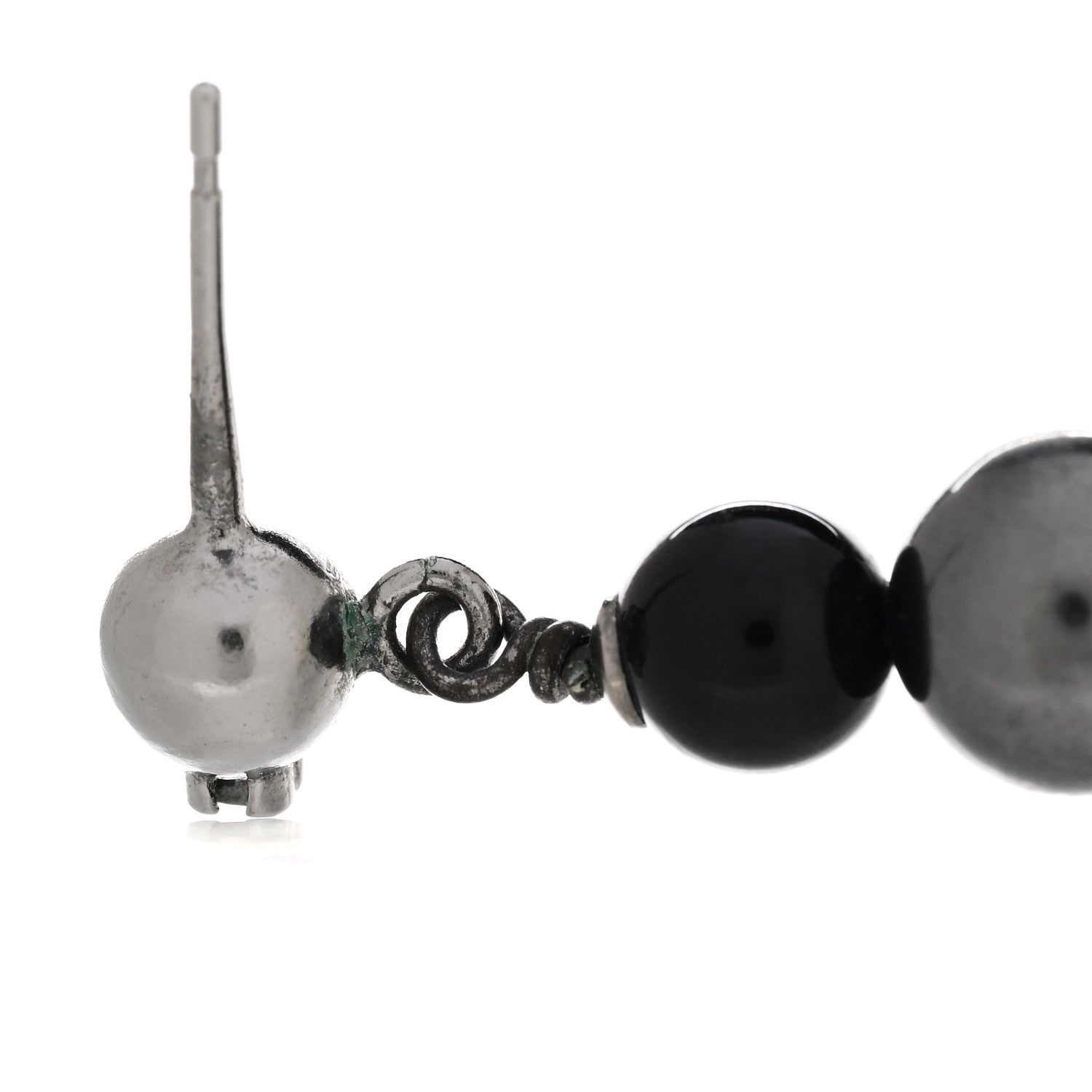 Chanel Ruthenium Pearl CC Drop Earrings Grey 4 of 4