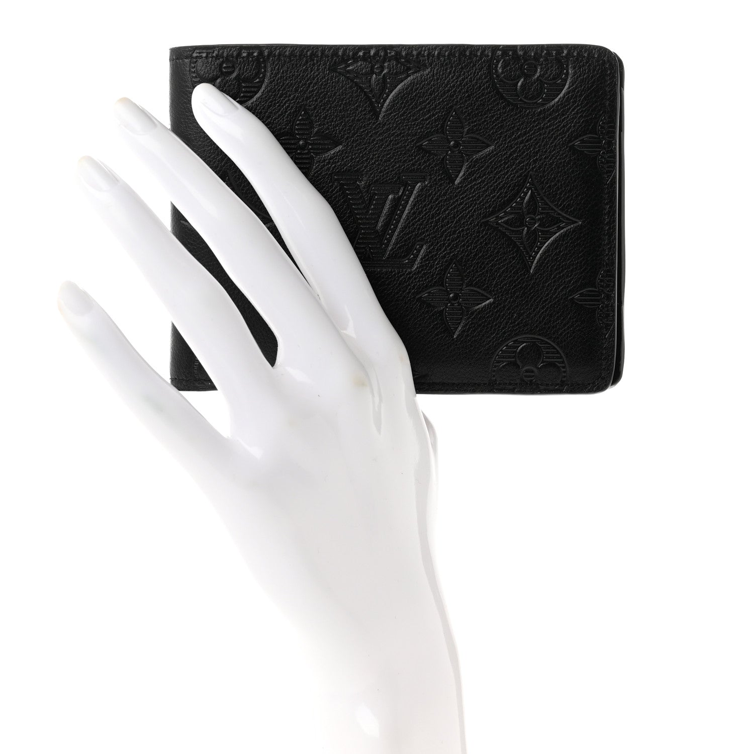 Louis Vuitton Calfskin Monogram Shadow Multiple Wallet Black 2 of 6