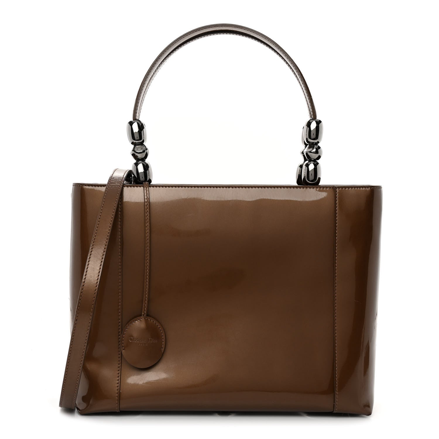 Christian Dior Patent Small Malice Tote Brown 1 of 10