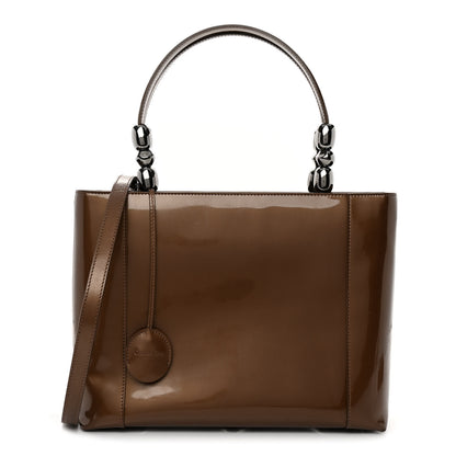 Christian Dior Patent Small Malice Tote Brown 1 of 10
