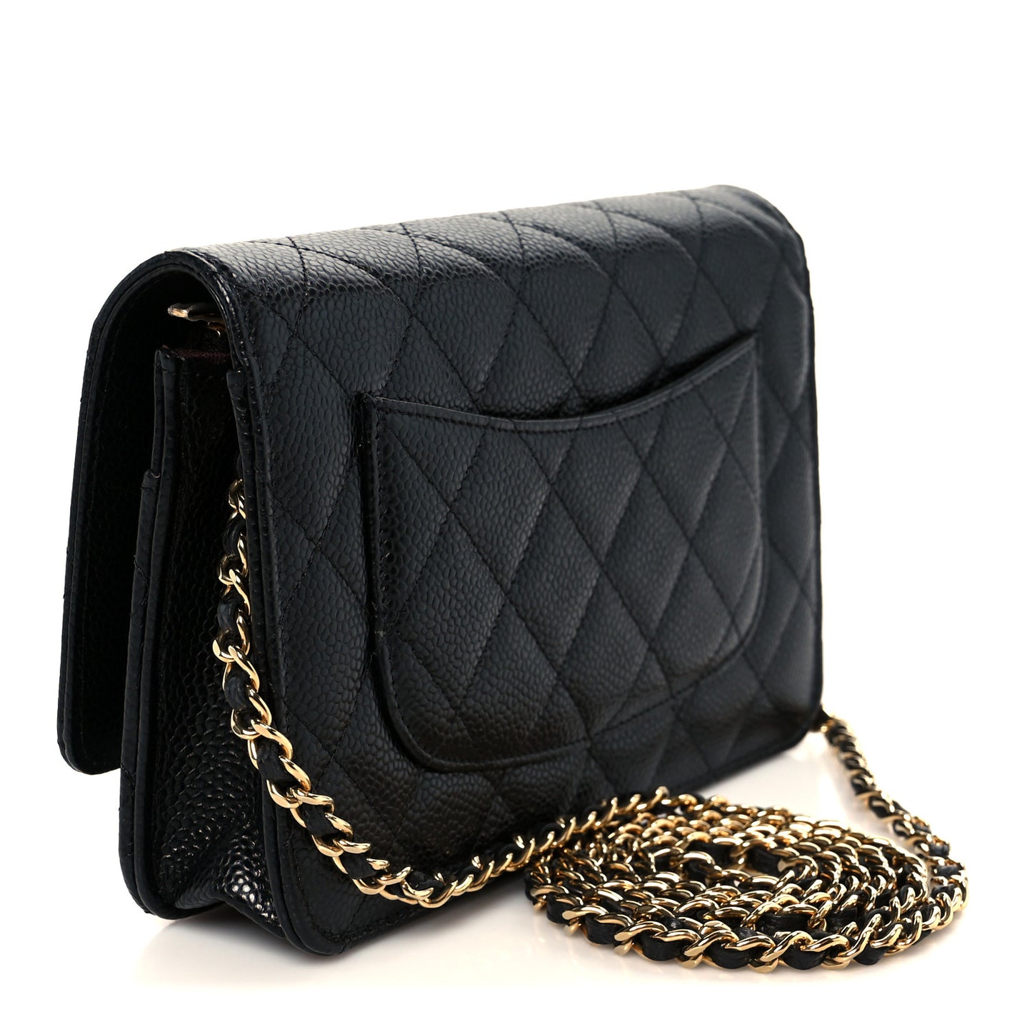 Caviar Quilted Wallet On Chain WOC Black