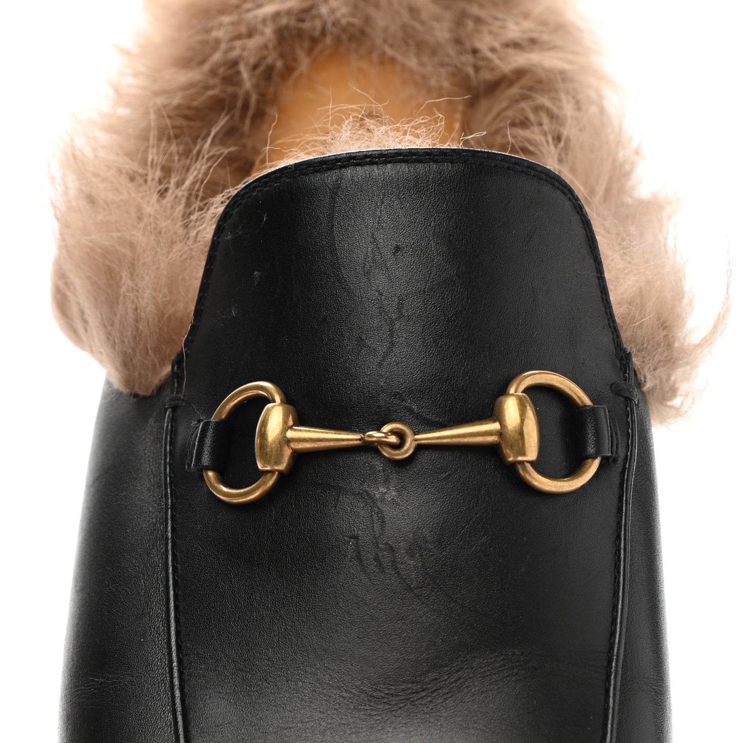 Calfskin Fur Womens Princetown Slippers 40 Black