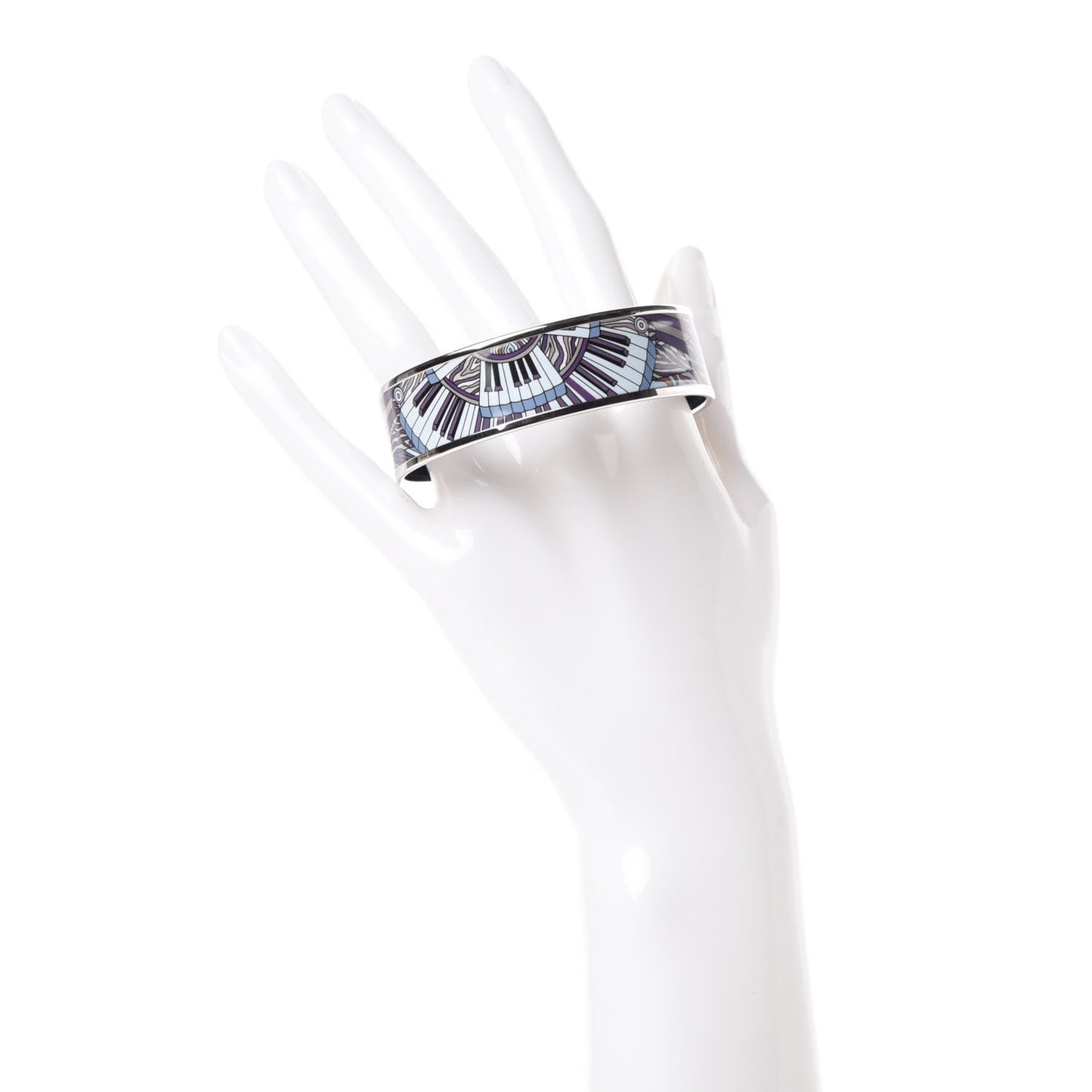 Enamel Printed Point D’Orgue Wide Bracelet 62