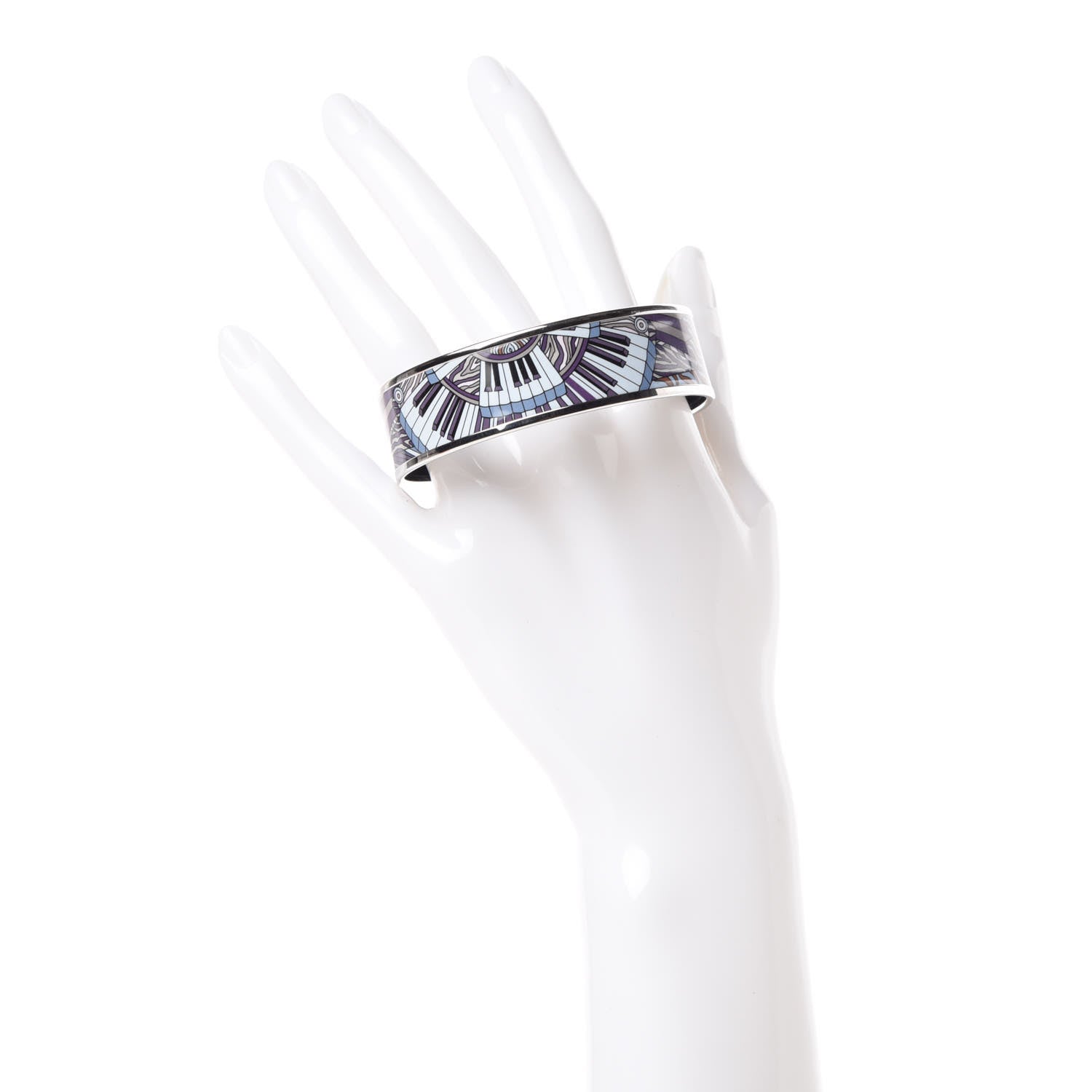 Hermes Enamel Printed Point D’Orgue Wide Bracelet 62 2 of 6