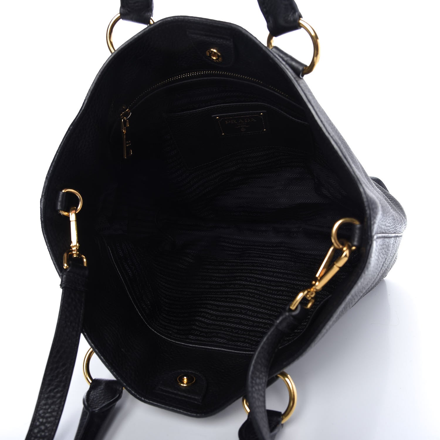 Prada Vitello Daino Shopping Tote Black 5 of 10