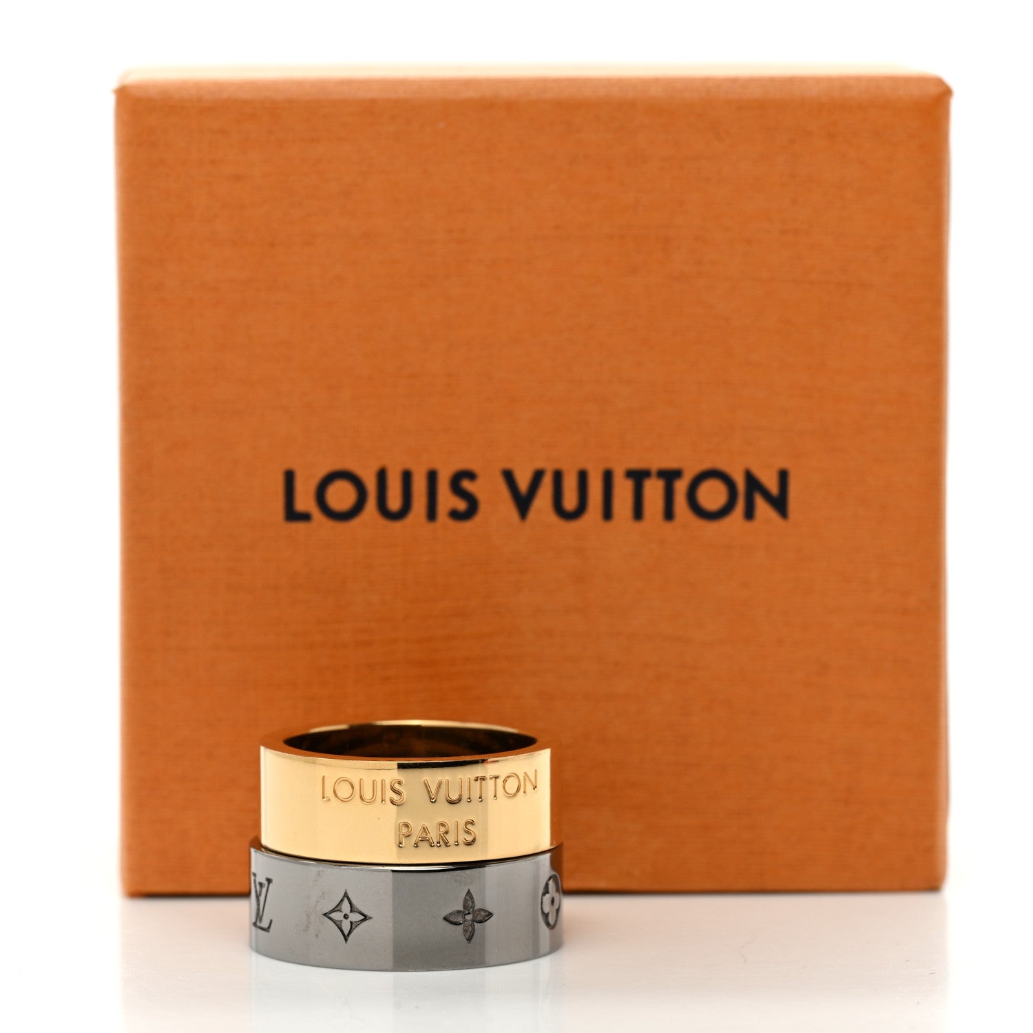 Louis Vuitton Metal LV Instinct Set of 2 Rings M 63/10.25 Silver Gold 7 of 7
