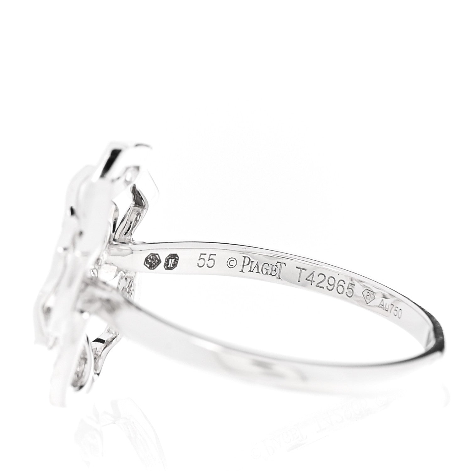 Piaget 18K White Gold Diamond .24ct Rose Ring 55 7.25 4 of 5