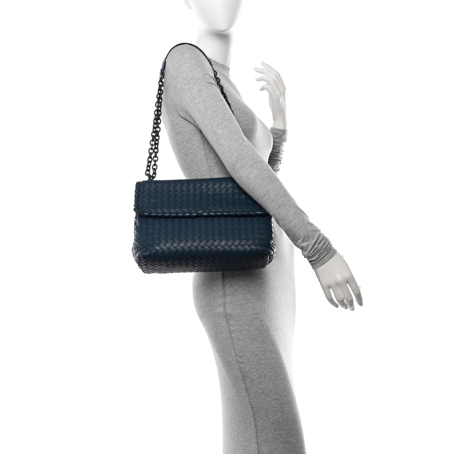 Nappa Intrecciato Medium Olimpia Shoulder Bag Denim