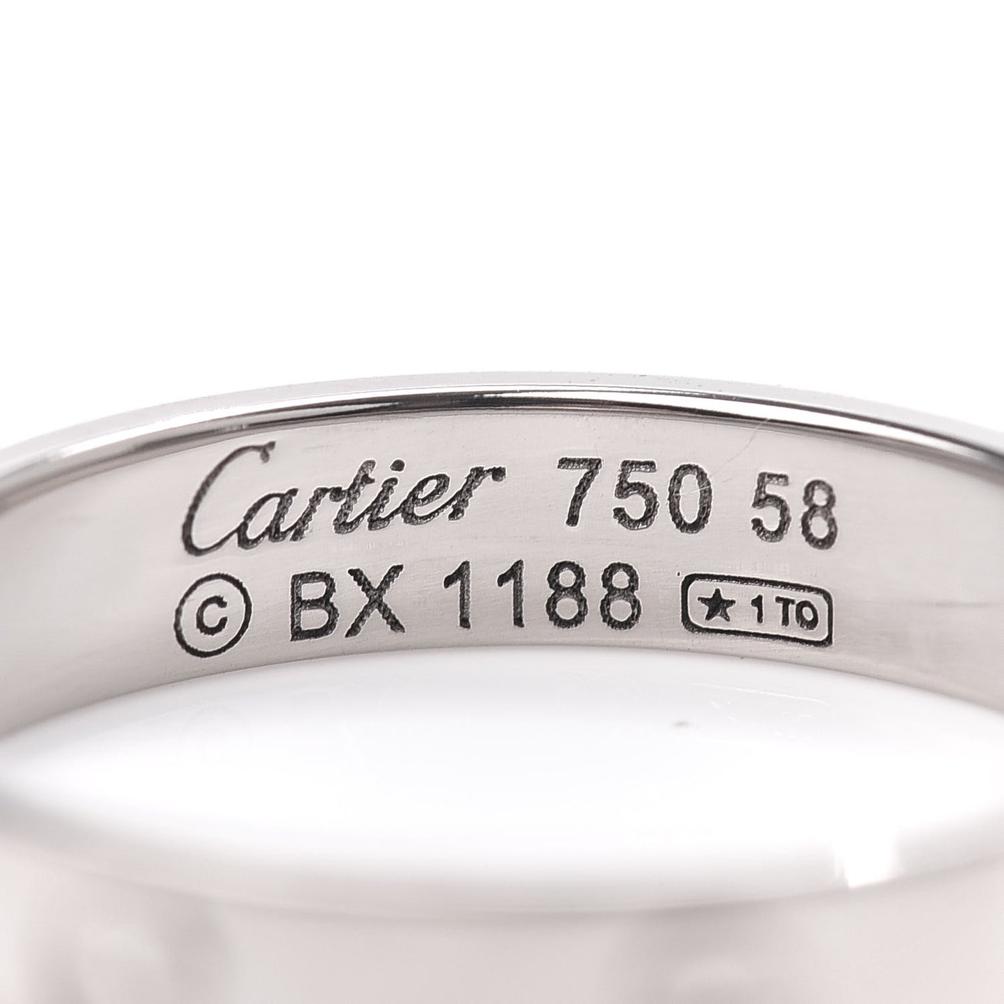 18K White Gold 3.5mm LOVE Wedding Band Ring 58 8.25