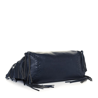 Valentino Garavani Grained Calfskin Rockstud C-Rockee Fringe Tote Deep Blue 4 of 17