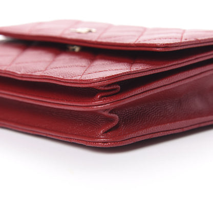 Chanel Caviar Quilted Square Wallet On Chain WOC Dark Red 10 of 11