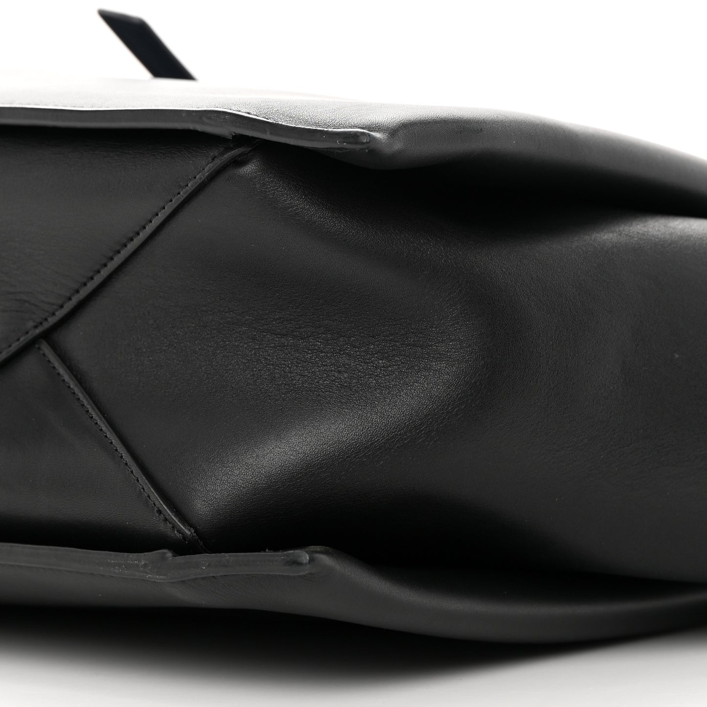 Smooth Calfskin Bi-Color Medium Tri-Fold Bag Black Dark Sea