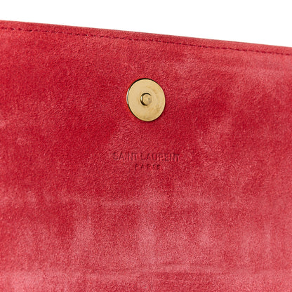 Saint Laurent Calfskin Crocodile Embossed Classic Monogram Cassandre Clutch Red 6 of 9