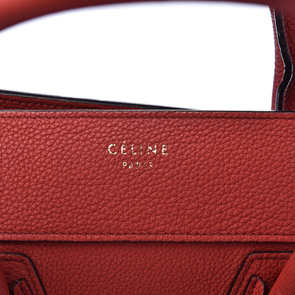 Celine Drummed Calfskin Mini Luggage Coquelicot 9 of 16