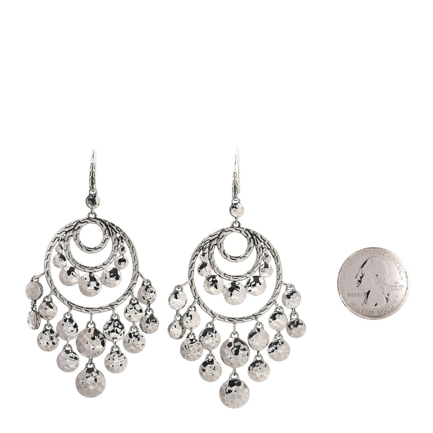 Sterling Silver Palu Hammered Disc Chandelier Earrings