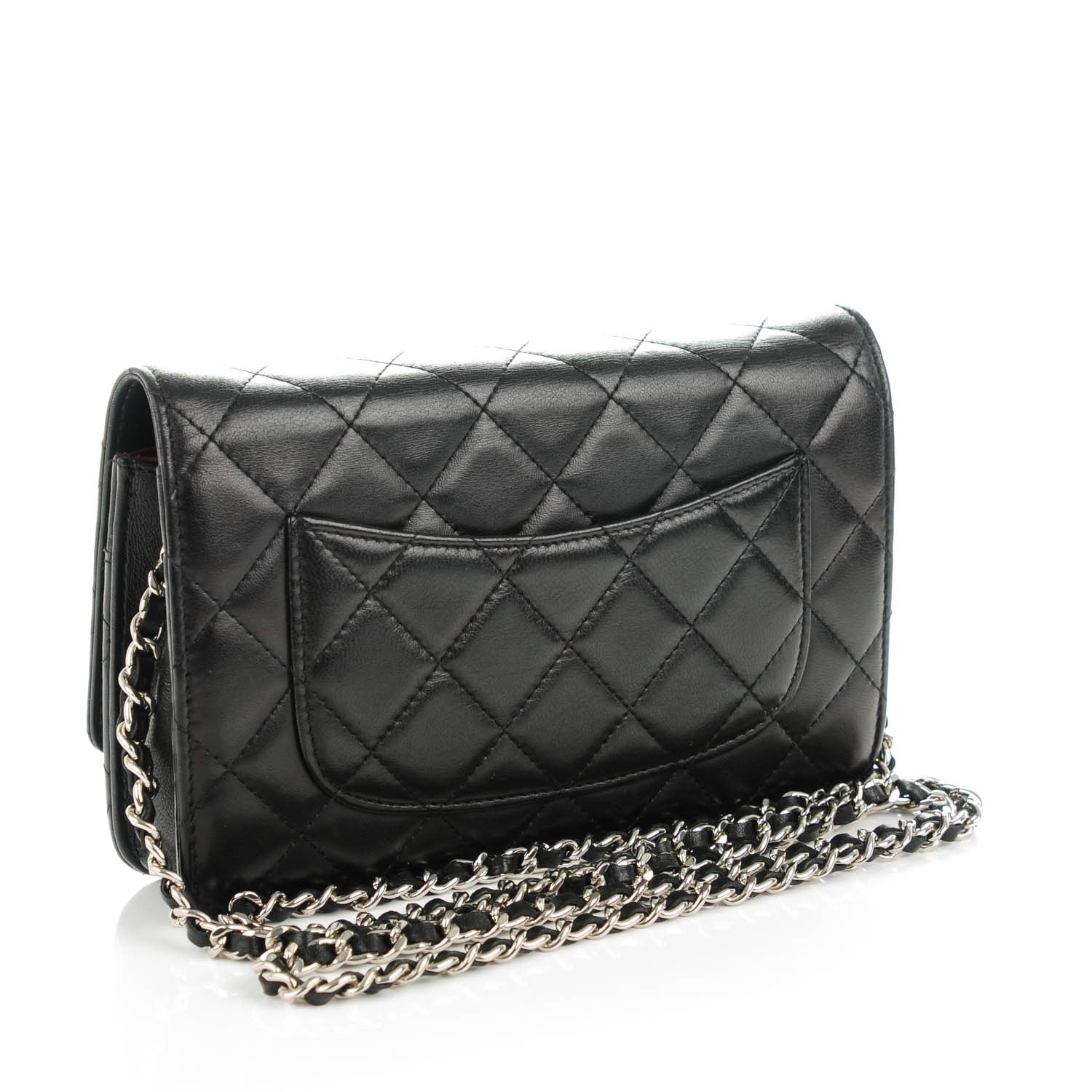 Chanel Lambskin Quilted Wallet On Chain WOC Black 3 of 8