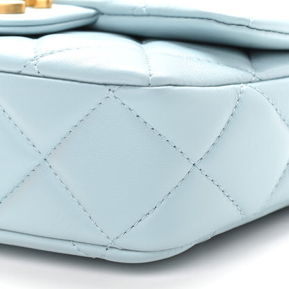 Chanel Lambskin Enamel Quilted Pending CC Mini Square Flap Light Blue 9 of 9