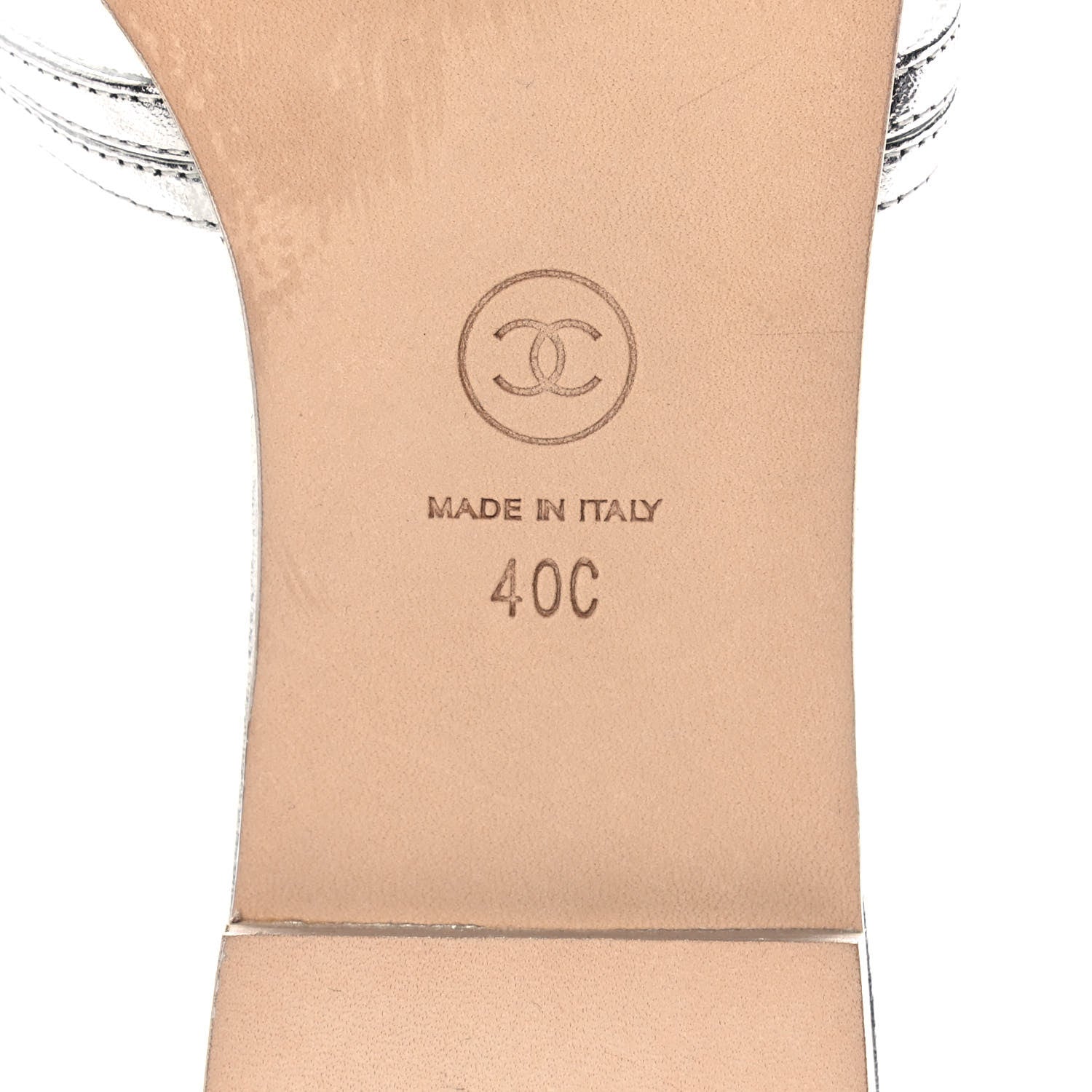 Chanel Metallic Calfskin Flat Sandals 40 Silver 6 of 10