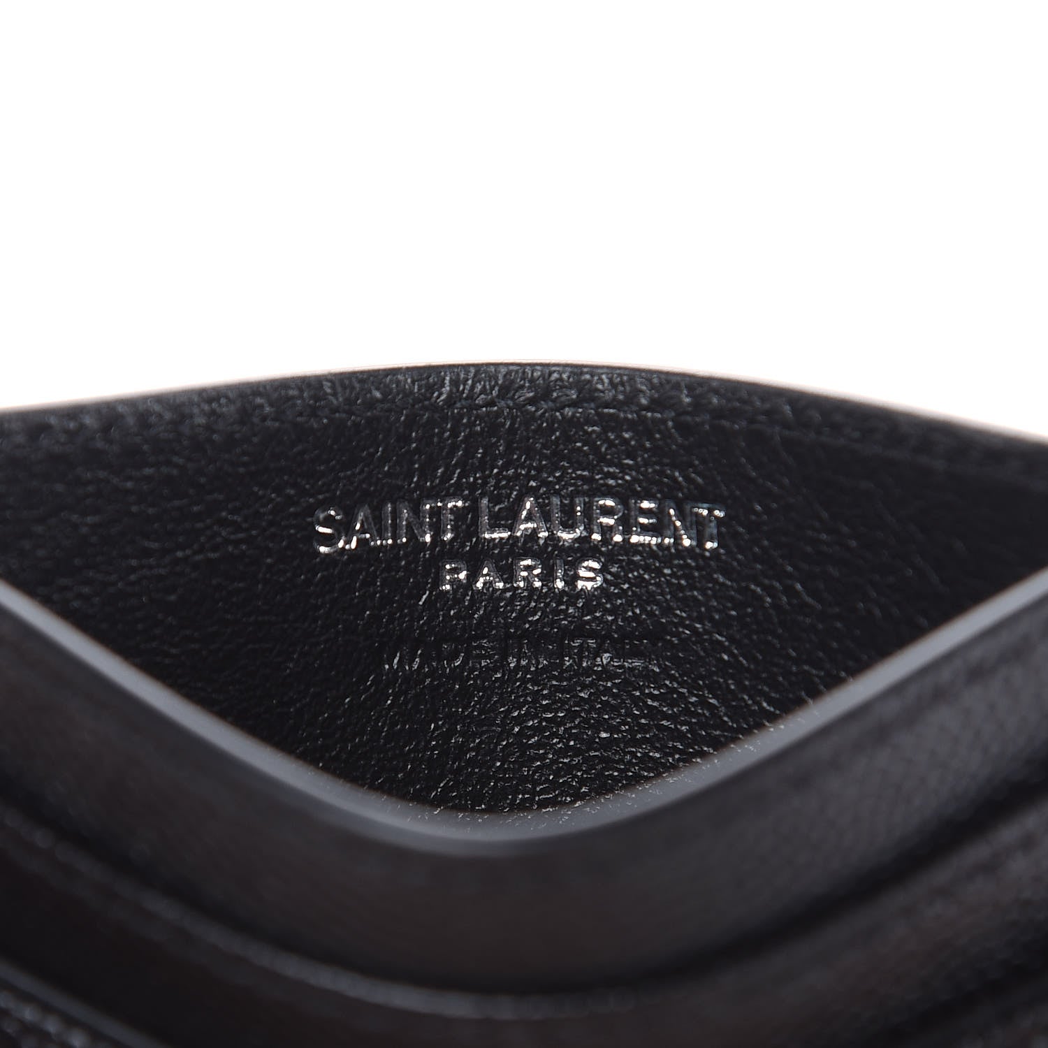 Saint Laurent Grain De Poudre Matelasse Chevron Monogram Credit Card Case Black 6 of 6