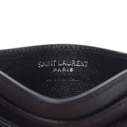 Saint Laurent Grain De Poudre Matelasse Chevron Monogram Credit Card Case Black 6 of 6