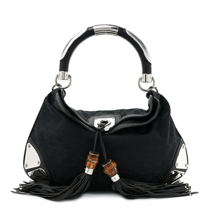 Gucci Monogram Medium Indy Top Handle Hobo Black 1 of 13