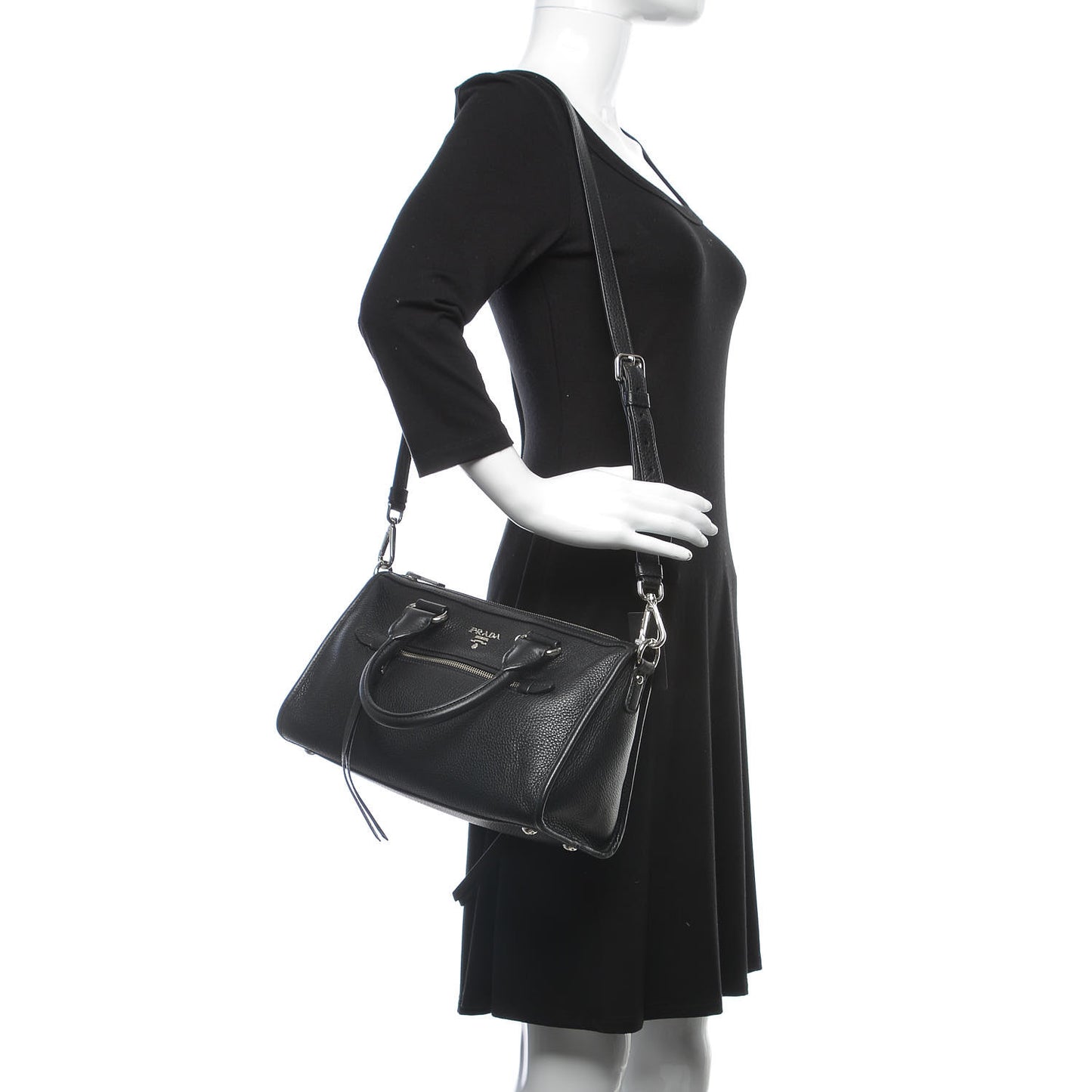 Vitello Phenix Top Handle Bag Black