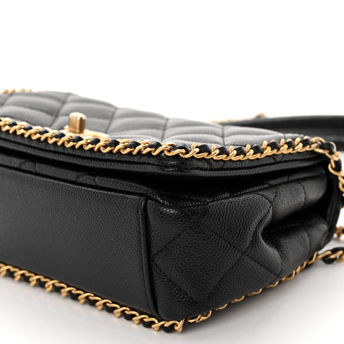 Caviar Quilted Mini Never Ending Chain Flap Black