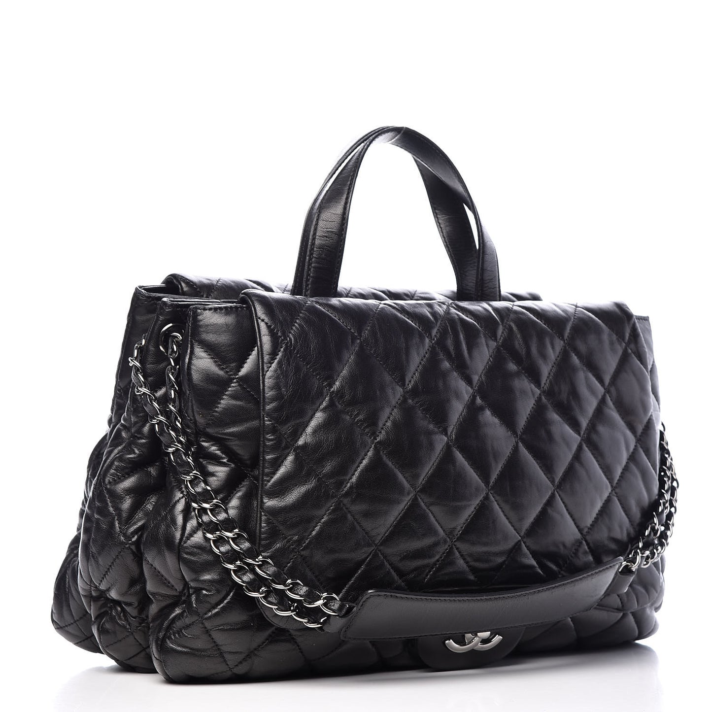 Lambskin Quilted 3 Maxi Flap Bag Black