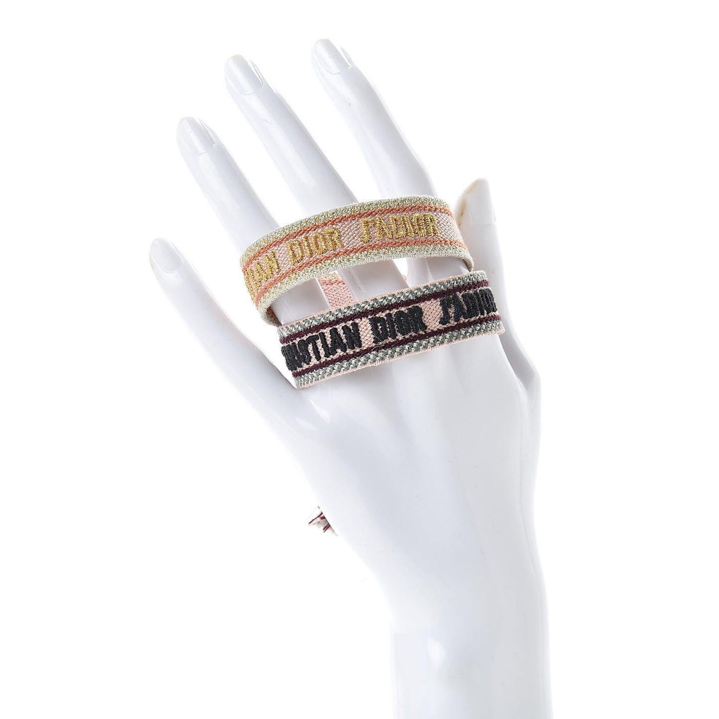 Woven Cotton J'Adior Friendship Bracelet Set Gold Pink
