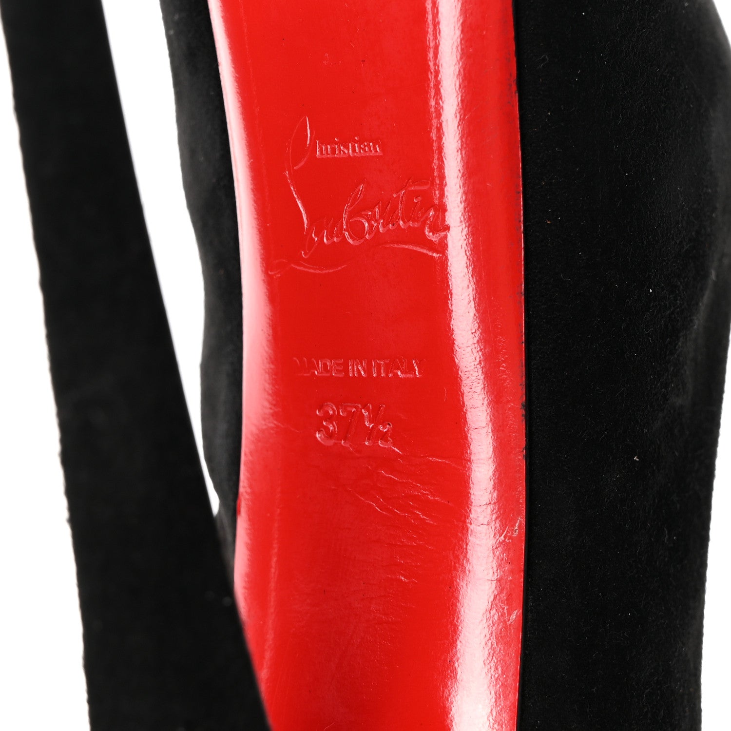 Christian Louboutin Suede Highness Tina Fringe Platform Peep Toe Boots 37.5 Black 7 of 8