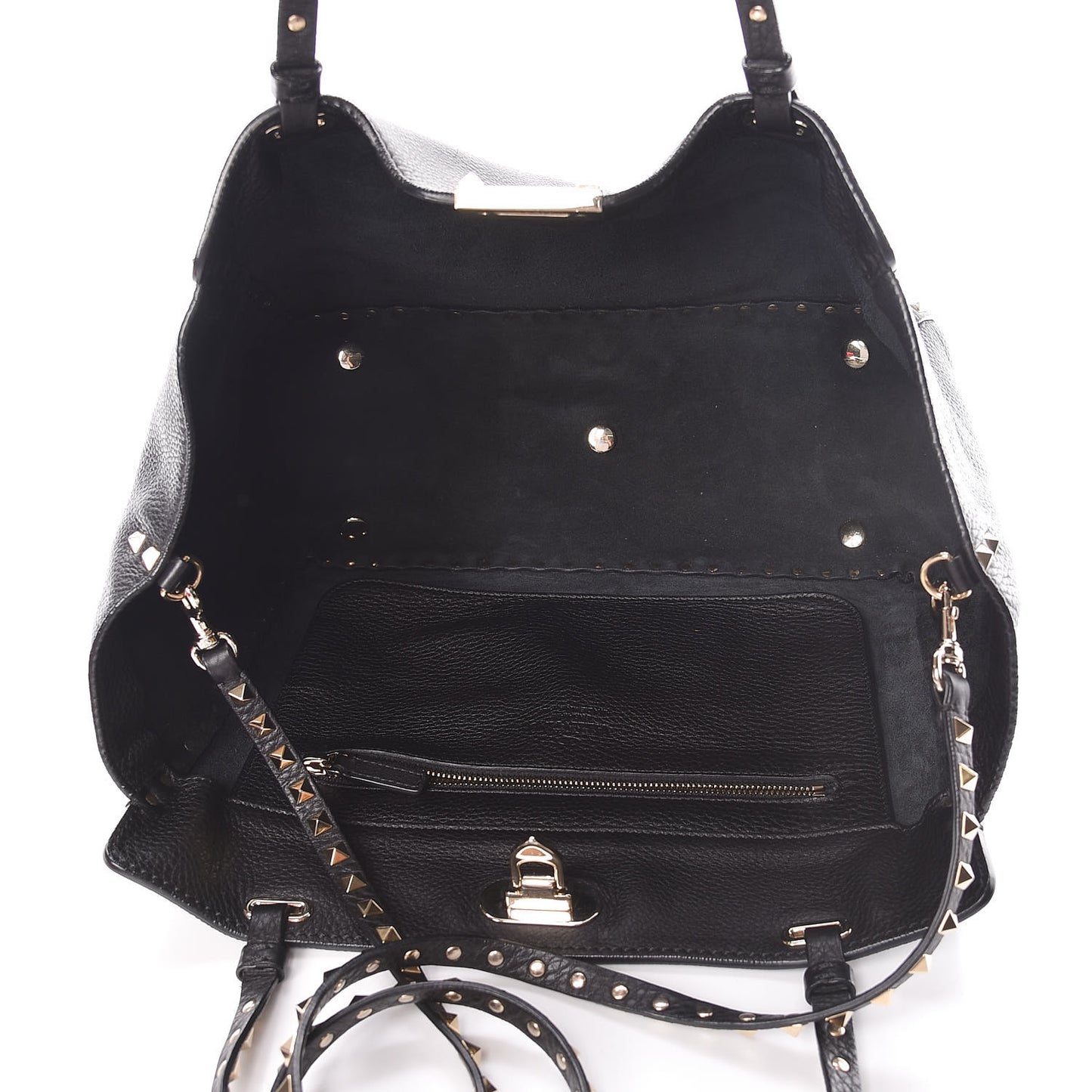 Alce Printed Calfskin Medium Rockstud Tote Black