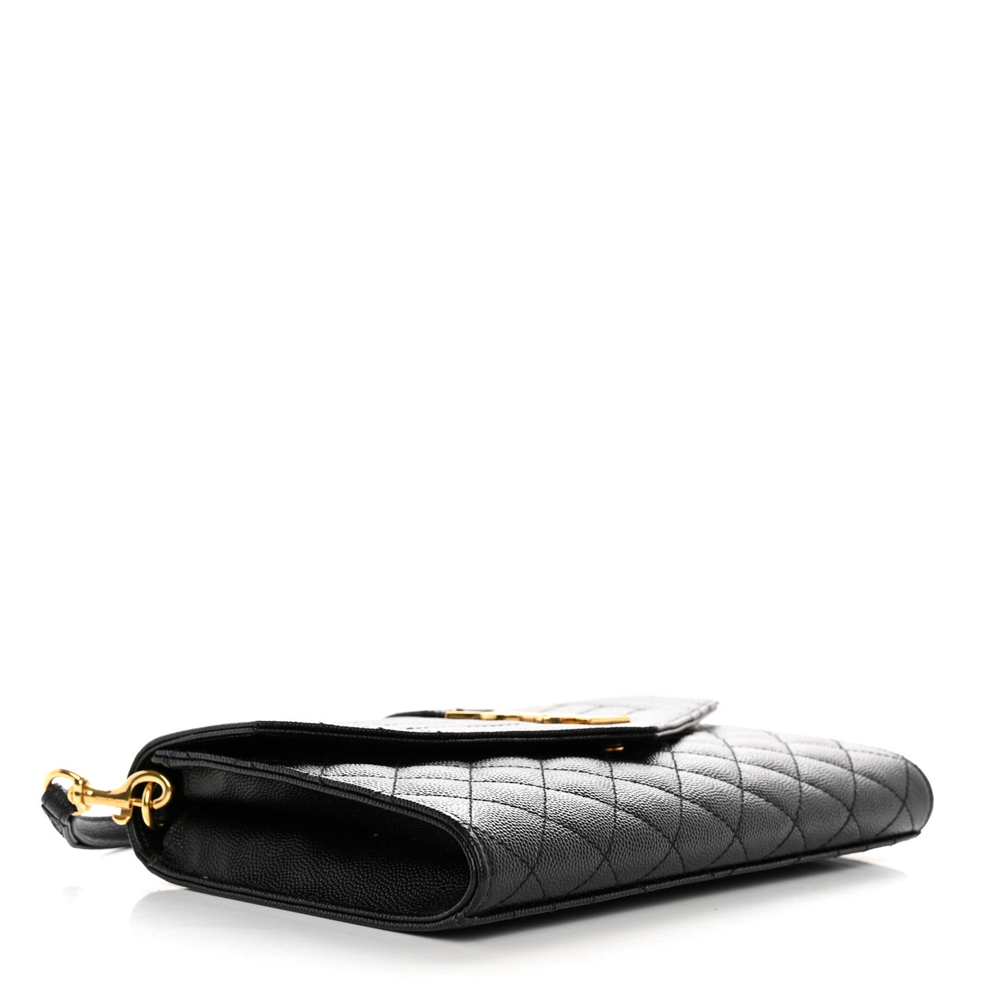 Grain De Poudre Textured Mixed Matelasse Triquilt Monogram Clutch Black
