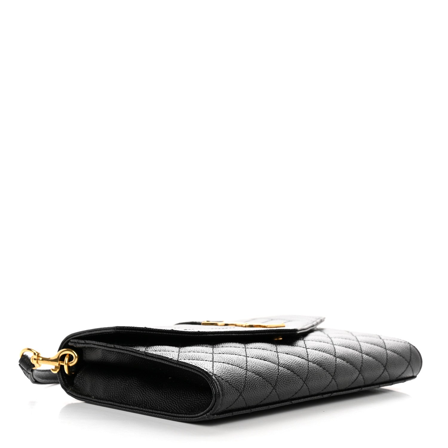 Saint Laurent Grain De Poudre Textured Mixed Matelasse Triquilt Monogram Clutch Black 4 of 8
