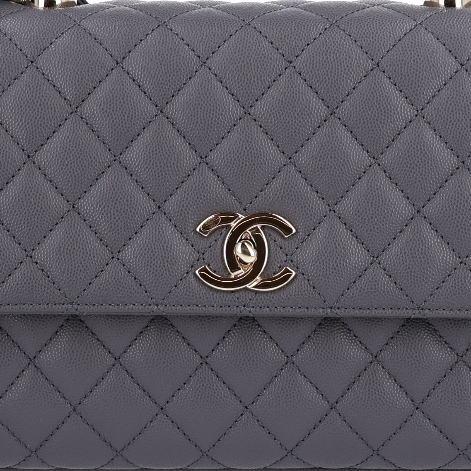 Chanel Caviar Quilted Small Coco Handle Flap Dark Grey 8 of 11