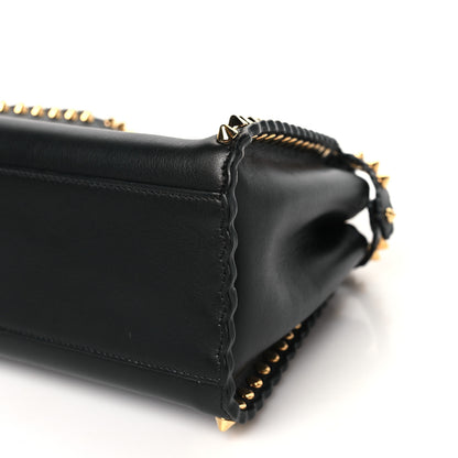 Fendi Vitello Seta Shiny Nappa Scalloped Studded Mini Peekaboo Iconic Satchel Black 11 of 11
