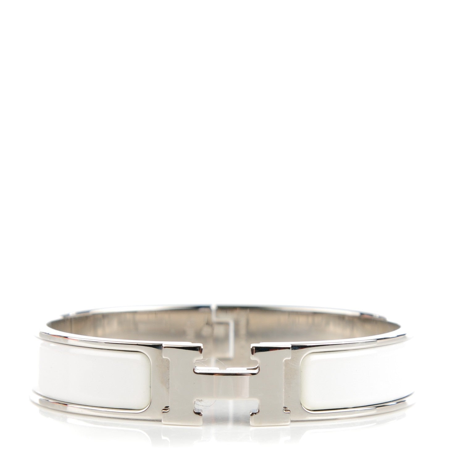 Hermes Enamel Narrow Clic Clac H Bracelet PM White 1 of 5