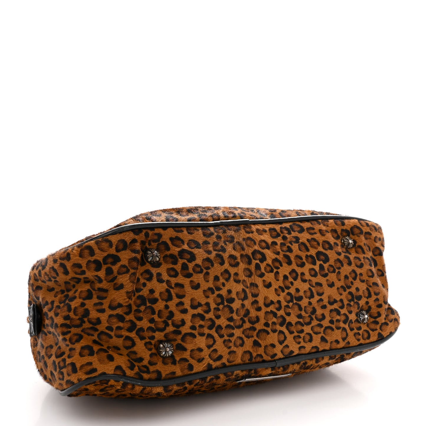 Leopard Print Hair Cross Patch Duffle Bag Black